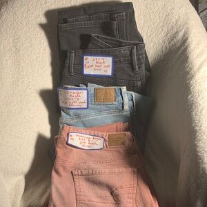 American Eagle Outfitters Light Blue and Peach Boot Cut Jeans